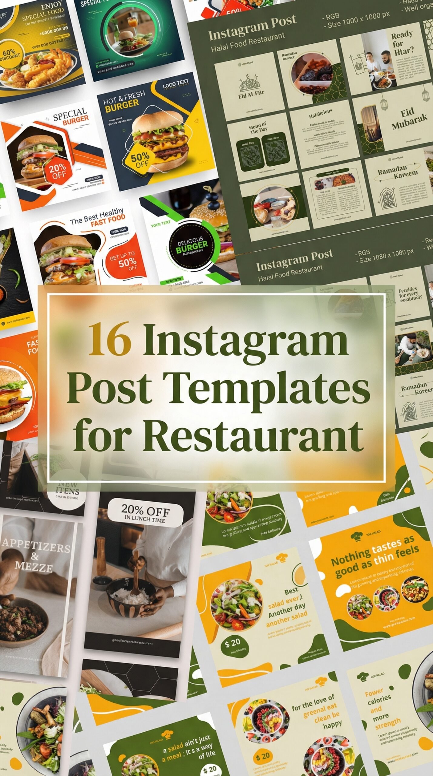 16 Essential Modern Instagram Post Templates for Restaurant Branding