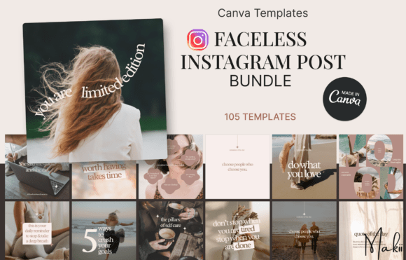 Faceless Instagram Post Bundle for Canva
