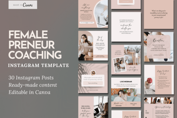 Female Boss Coaching Instagram Post Template for Canva