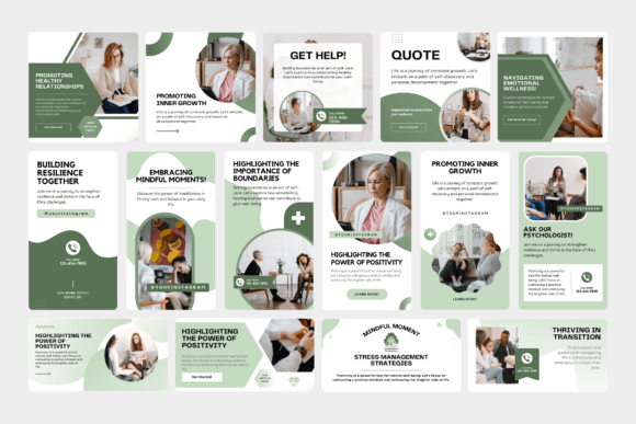 Psychology Coach Instagram Templates Bundle