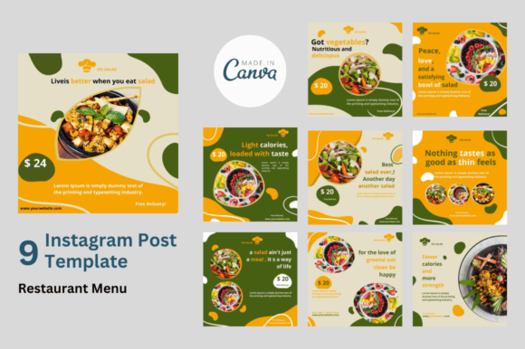 Restaurant Menu Instagram Post Templates
