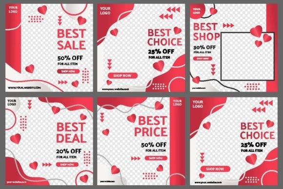 Set Instagram Post Templates Happy Valentine's