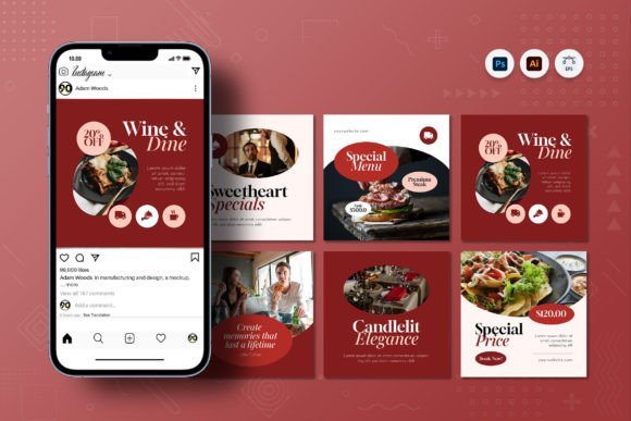 Valentine Dinner Instagram Post Templates