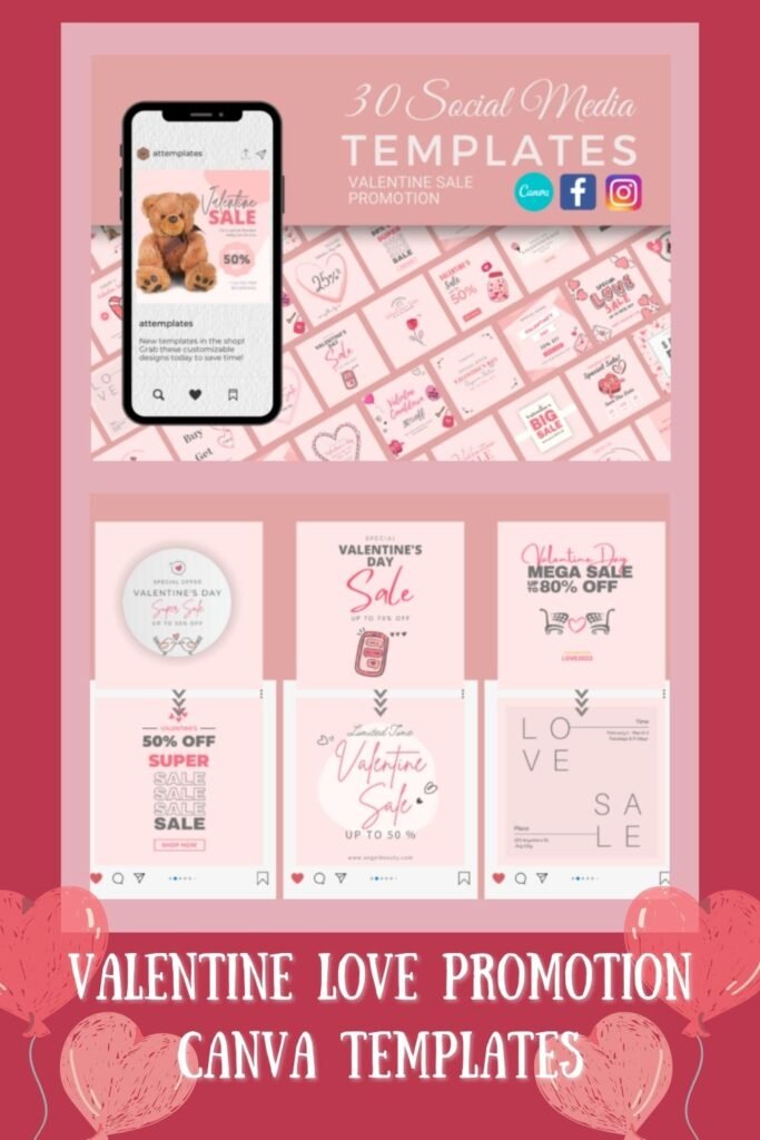 Valentine Love Promotion Instagram Post Canva Templates