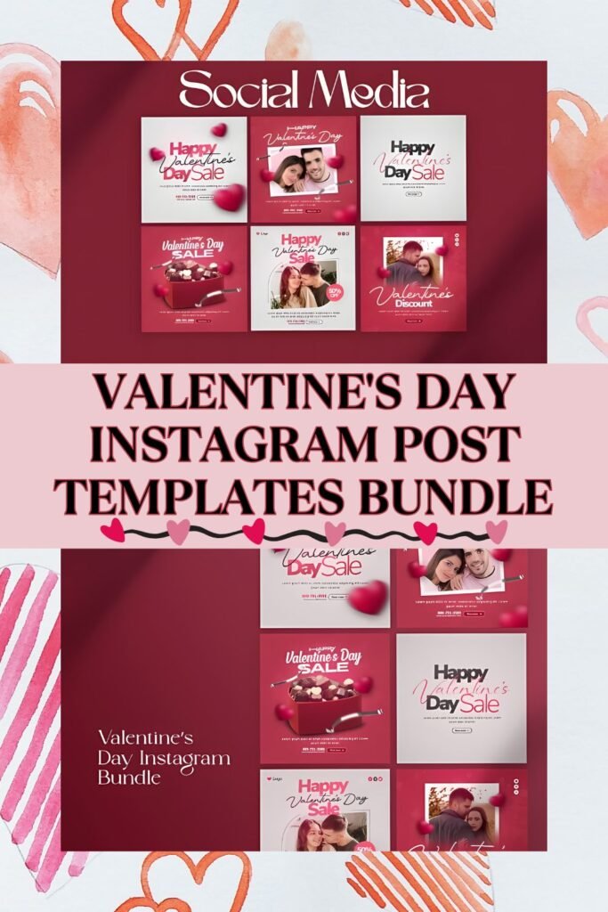 Valentine's Day Instagram Post Templates Bundle