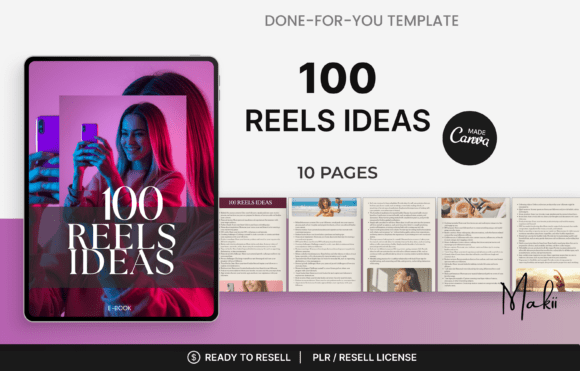 100 Reels Ideas, Canva EBook Template