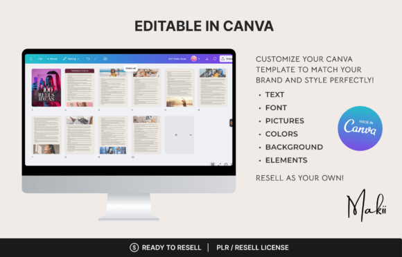 100 Reels Ideas, Canva EBook Template