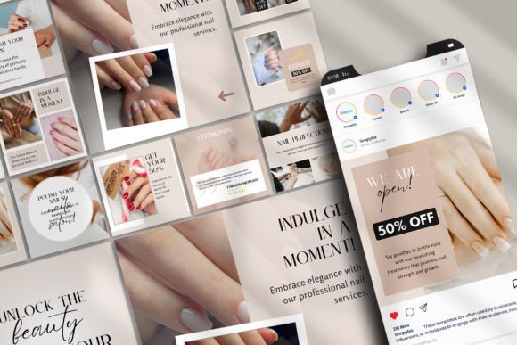 Nail Salon Instagram Canva Templates