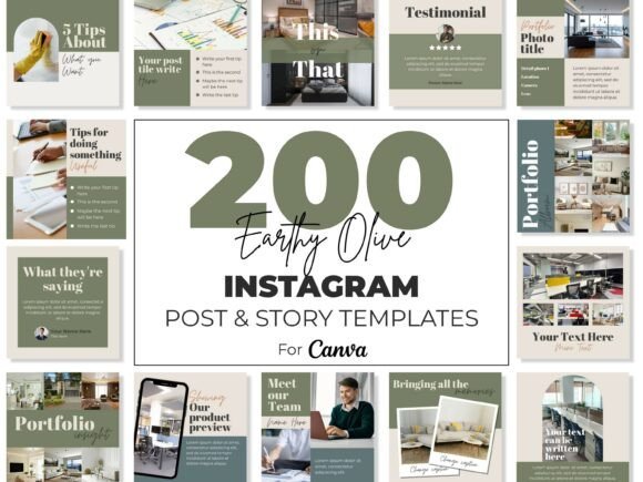 Instagram Canva Templates Kit Blue Green