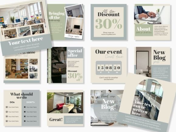 Instagram Canva Templates Mint Pastel