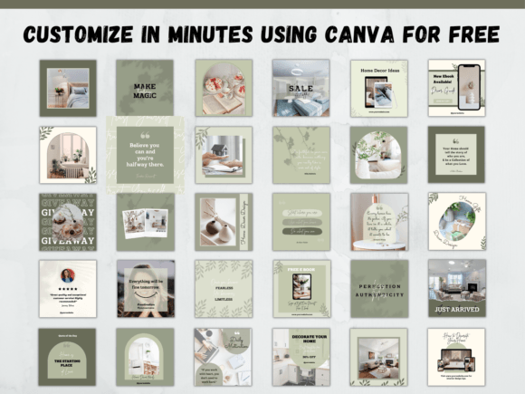 Instagram Post Templates for Canva-green