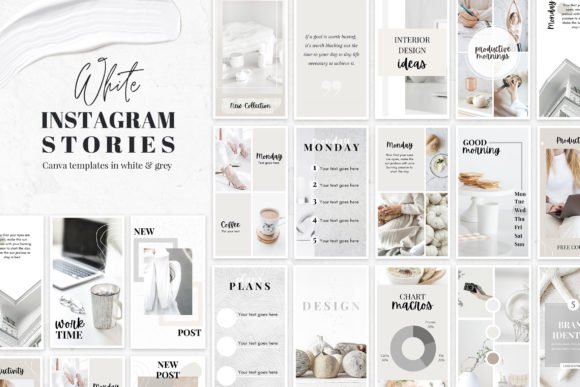Instagram Story Canva Templates in White
