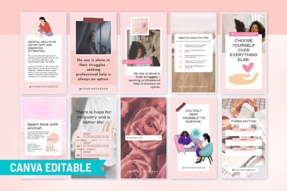 Mental Health Instagram Canva Story Temp