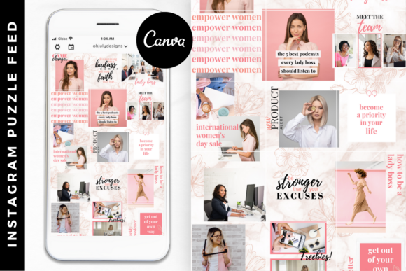 Pink Instagram Puzzle Templates Canva
