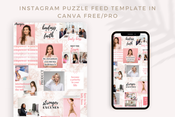 Pink Instagram Puzzle Templates Canva