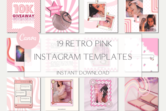 Pink Retro Instagram Editable Template
