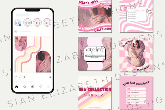 Pink Retro Instagram Editable Template