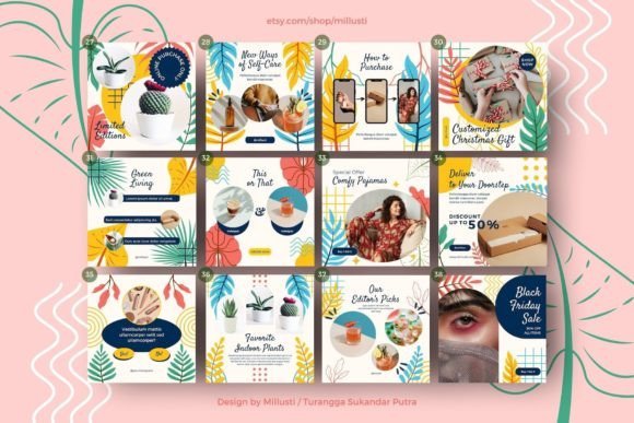 Tropical Leaves Canva Instagram Template