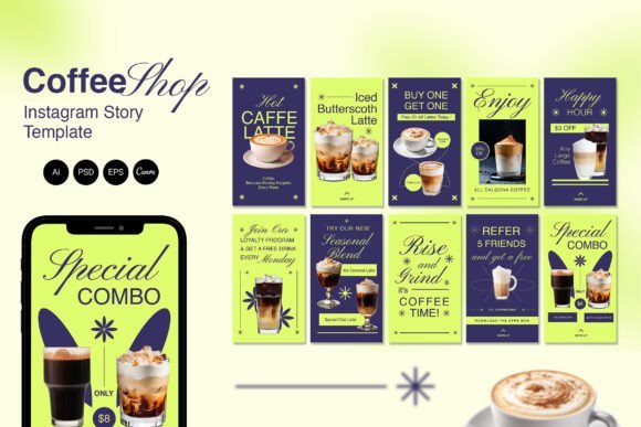Vibrant Coffee Shop Instagram Story