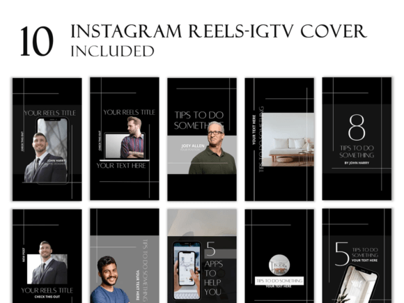 140 Dark Instagram Template KIT BUNDLE