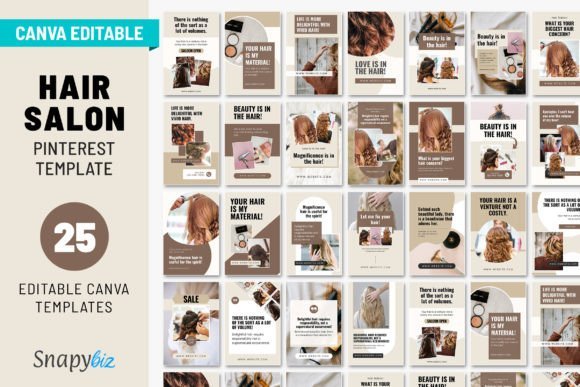 Hair Salon Pinterest Canva Pins Template