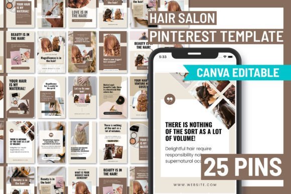 Hair Salon Pinterest Canva Pins Template