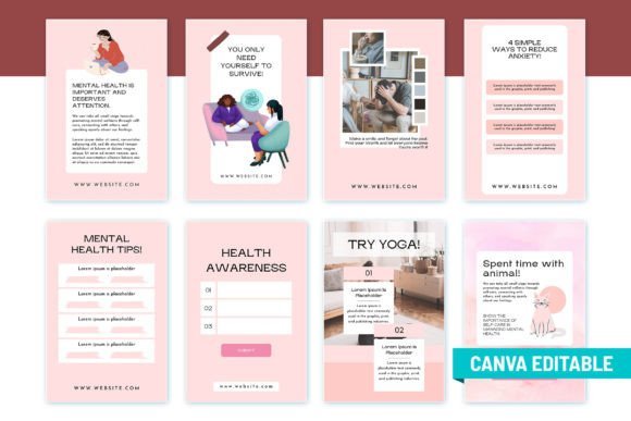 Mental Health Pinterest Canva Template