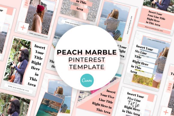 Peach Marble Canva Pinterest Template