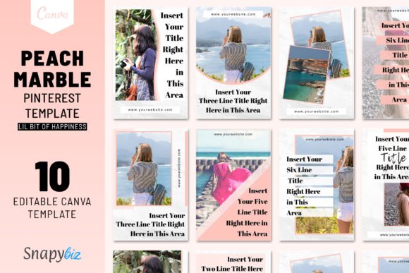 Peach Marble Canva Pinterest Template