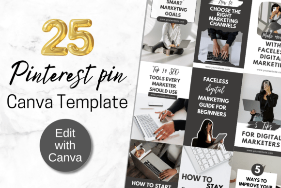 Pinterest Pins Canva Template Mockups