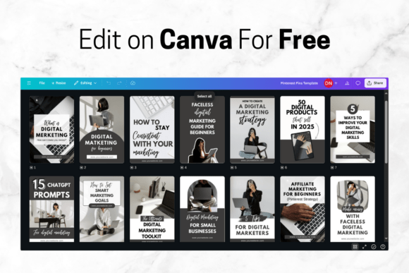 Pinterest Pins Canva Template Mockups