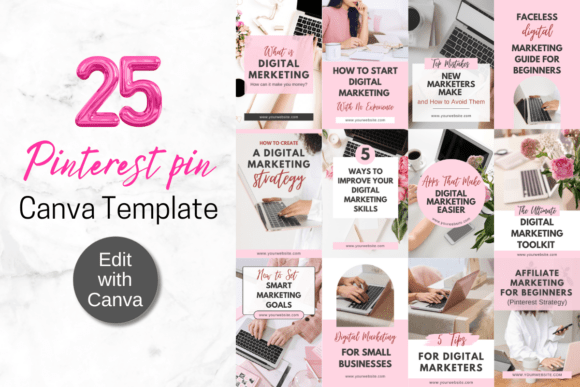 Pinterest Pins Canva Template Mockups
