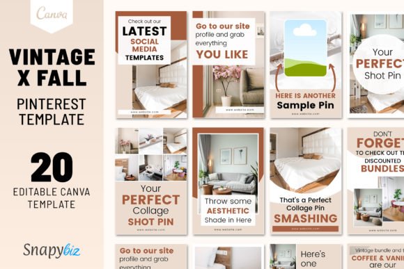 Vintage X Fall Canva Pinterest Template